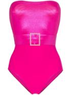 Leslie Amon Sacha Bandeau Belted Swimsuit - Pink