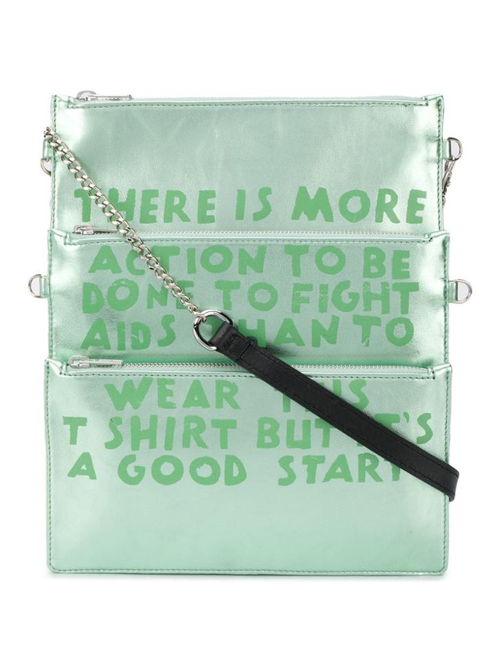 Mm6 Maison Margiela Charity Aids-print Shoulder Bag - Green