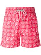 Love Brand - Peacock Print Swim Shorts - Men - Nylon/polyester - Xl, Red, Nylon/polyester