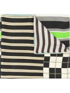 Pierre-louis Mascia Striped Print Square Pocket, Adult Unisex, White, Silk/cotton