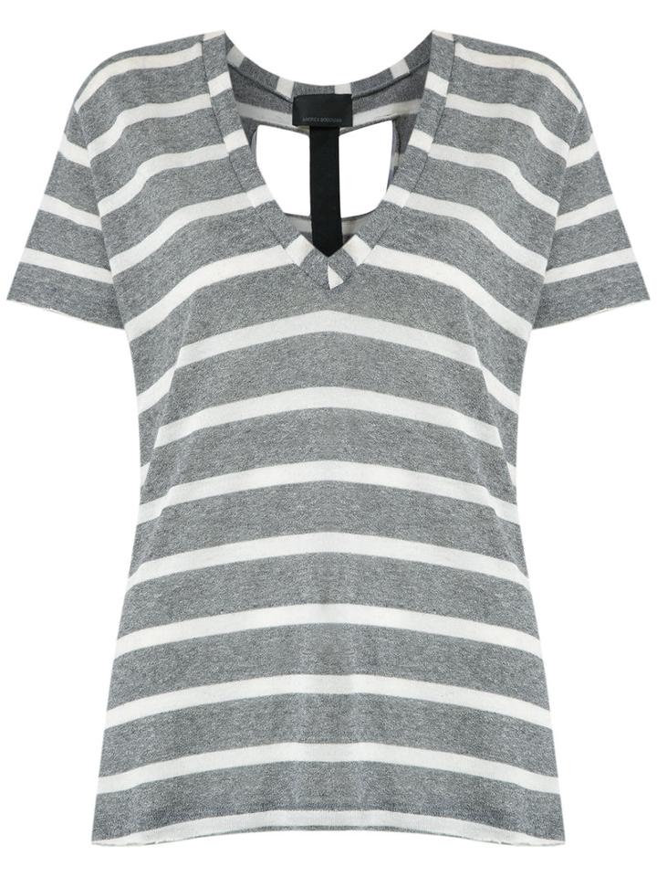 Andrea Bogosian - Striped T-shirt - Women - Cotton/polyester/viscose - P, Grey, Cotton/polyester/viscose