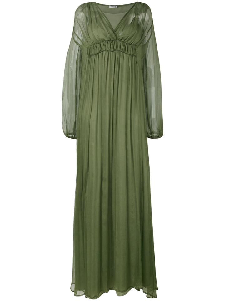 P.a.r.o.s.h. - Layered Maxi Dress - Women - Silk/polyester - L, Green, Silk/polyester