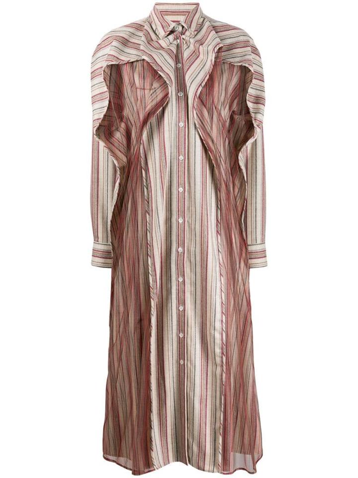 Y/project Ruffle Panel Shirt Dress - Neutrals