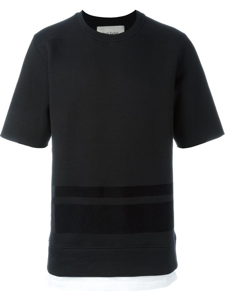 Casely-hayford Contrast Inset Hem Textured Stripe T-shirt