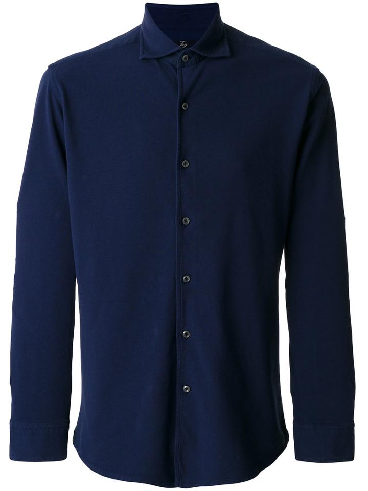 Fay - Plain Shirt - Men - Cotton - Xl, Blue, Cotton