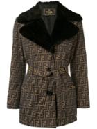 Fendi Pre-owned Faux Fur Collar Jacket - Brown