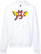 Mostly Heard Rarely Seen 8-bit Flying Bat Print Hoodie - White