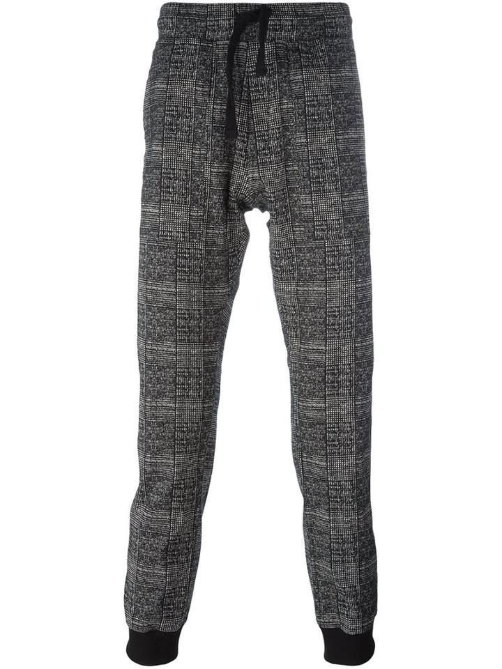 Christian Pellizzari Checked Track Pants, Men's, Size: 50, Black, Cotton/polyamide/spandex/elastane