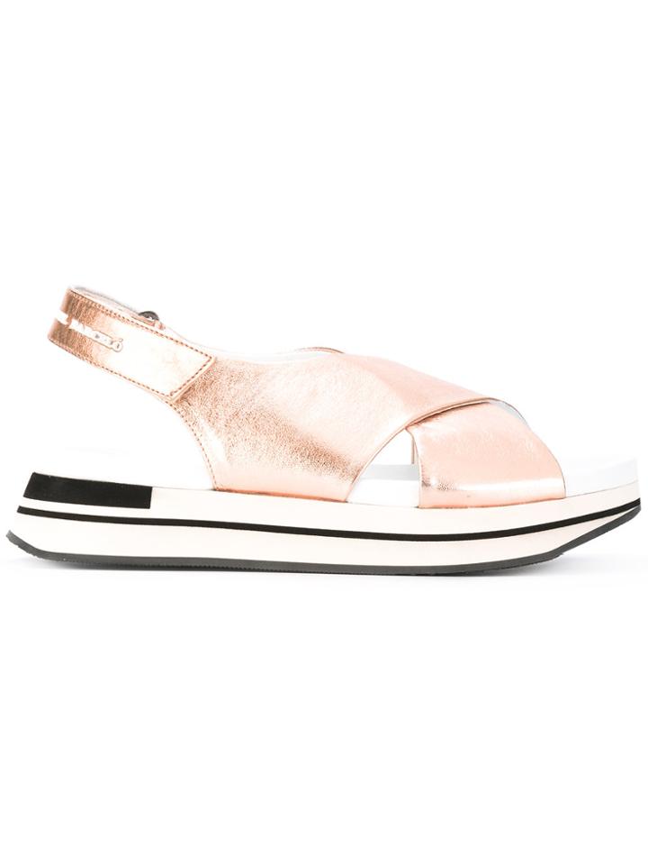 Manuel Barceló Metallic Sling-back Platform Sandals