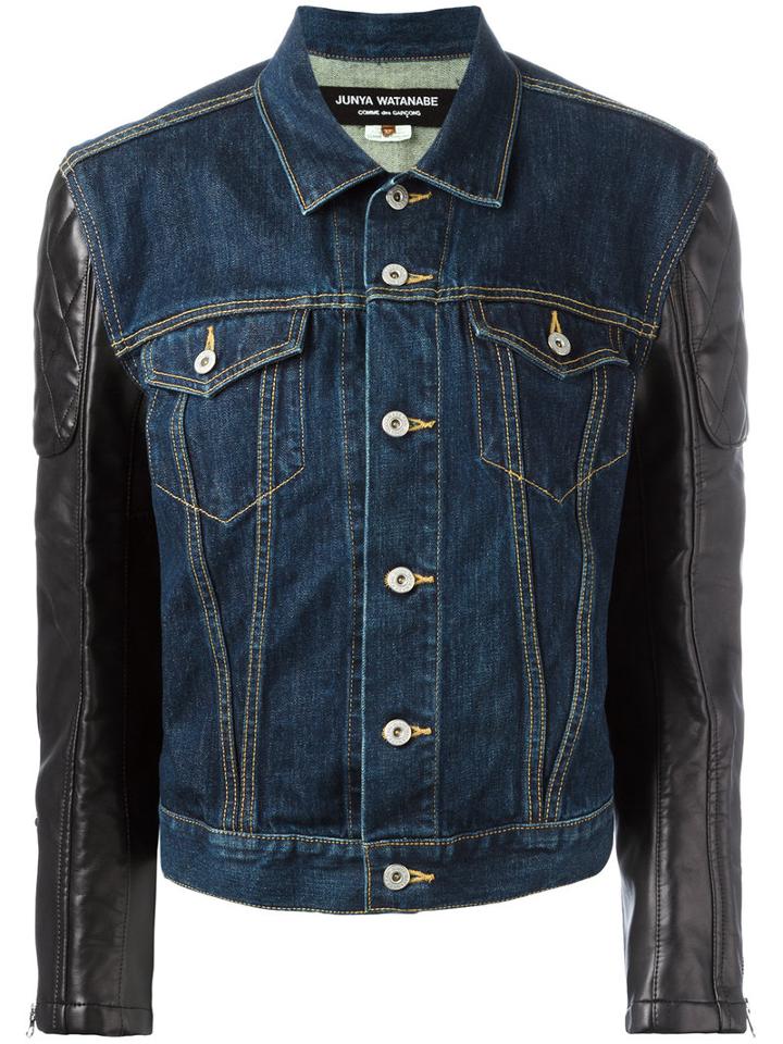 Junya Watanabe Comme Des Garçons Paneled Denim Jacket, Women's, Size: Xs, Blue, Cotton/polyurethane/artificial Leather