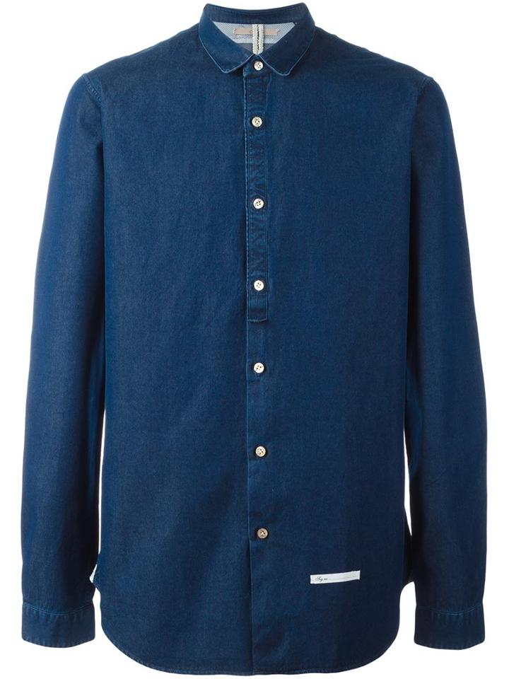 Dnl Casual Denim Shirt, Men's, Size: 42, Blue, Cotton