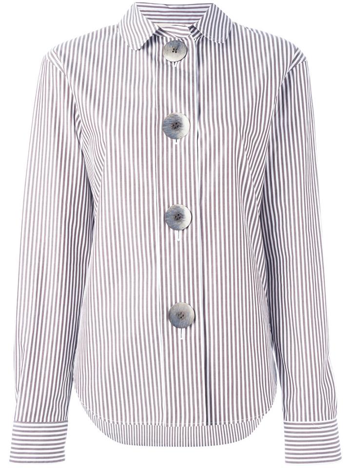 Ports 1961 Oversized Button Striped Shirt, Women's, Size: 42, Brown, Cotton