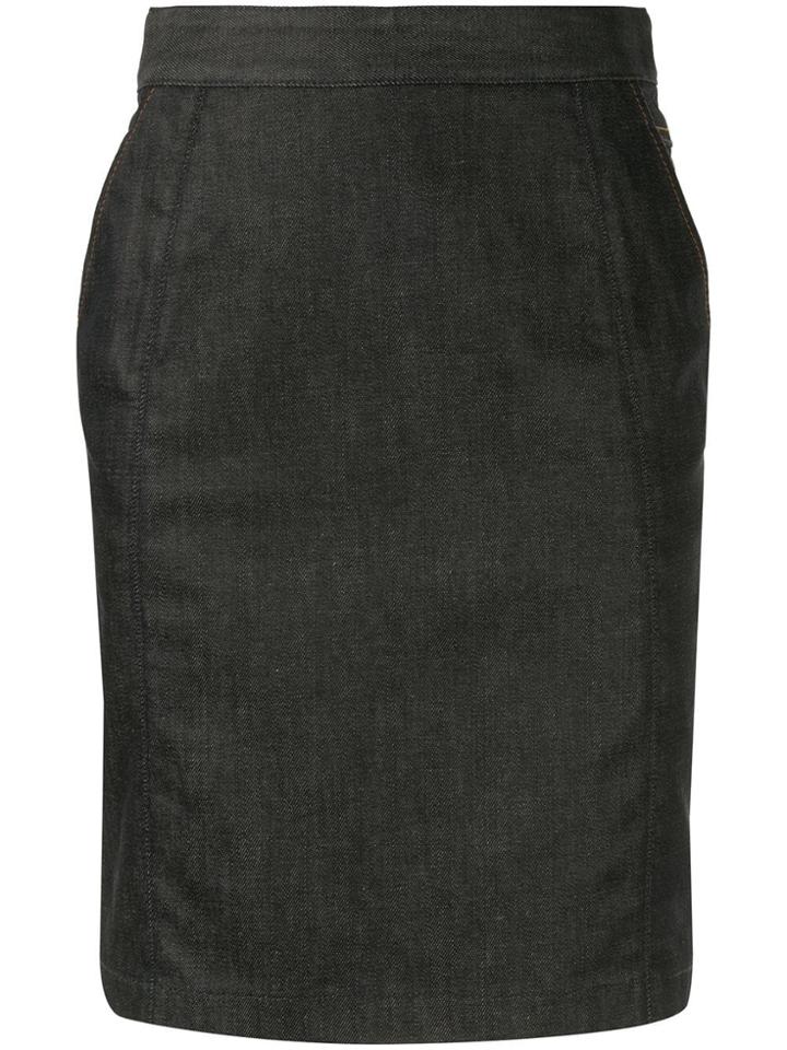 Céline Vintage Denim Pencil Skirt - Blue