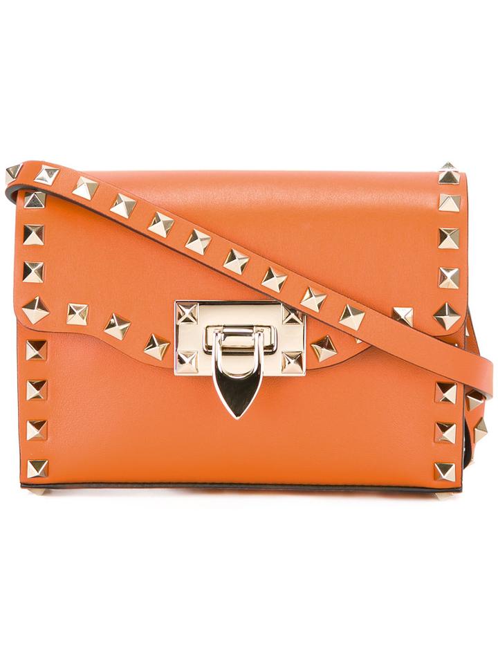 Valentino Small Valentino Garavani Rockstud Shoulder Bag, Women's, Yellow/orange, Calf Leather/metal