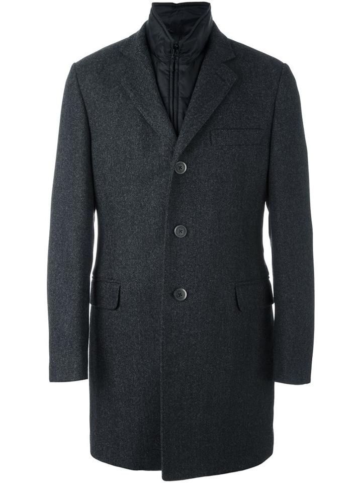 Fay Single Breasted Coat, Men's, Size: Xl, Black, Polyamide/polyester/polypropylene