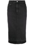 Givenchy Raw Hem Denim Pencil Skirt - Black