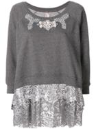 Antonio Marras Metallic Lace Trim Sweatshirt - Grey