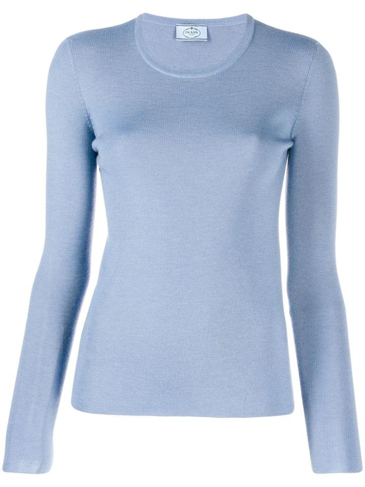 Prada Crew Neck Knitted Top - Blue