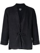 Gold Herringbone Kimono Shirt, Men's, Size: Small, Black, Linen/flax