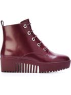 Opening Ceremony Lace-up Platform Boots, Women's, Size: 37, Pink/purple, Rubber/leather