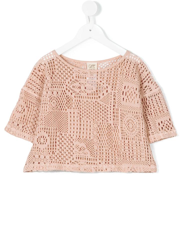 Caffe' D'orzo - Lace Embroidered Top - Kids - Cotton/polyamide - 10 Yrs, Girl's, Pink/purple
