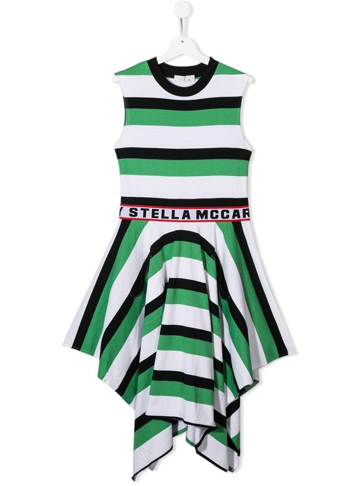 Stella Mccartney Kids Striped Handkerchief Hem Dress - Green