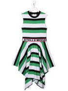 Stella Mccartney Kids Striped Handkerchief Hem Dress - Green
