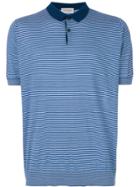 John Smedley Striped Polo Top - Blue