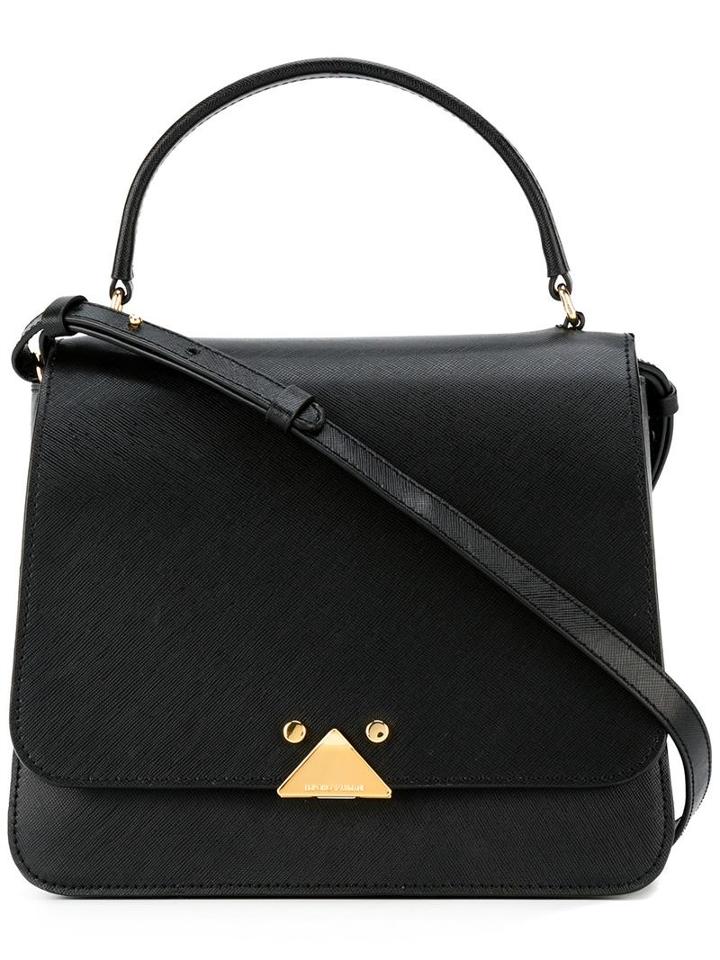 Top Handle Tote, Women's, Black, Calf Leather/polyurethane/cotton, Emporio Armani
