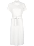 Agnona Ribbed High Neck Midi Dress - White