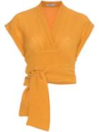 Three Graces Linen Serena Top With Waist Tie - Yellow & Orange