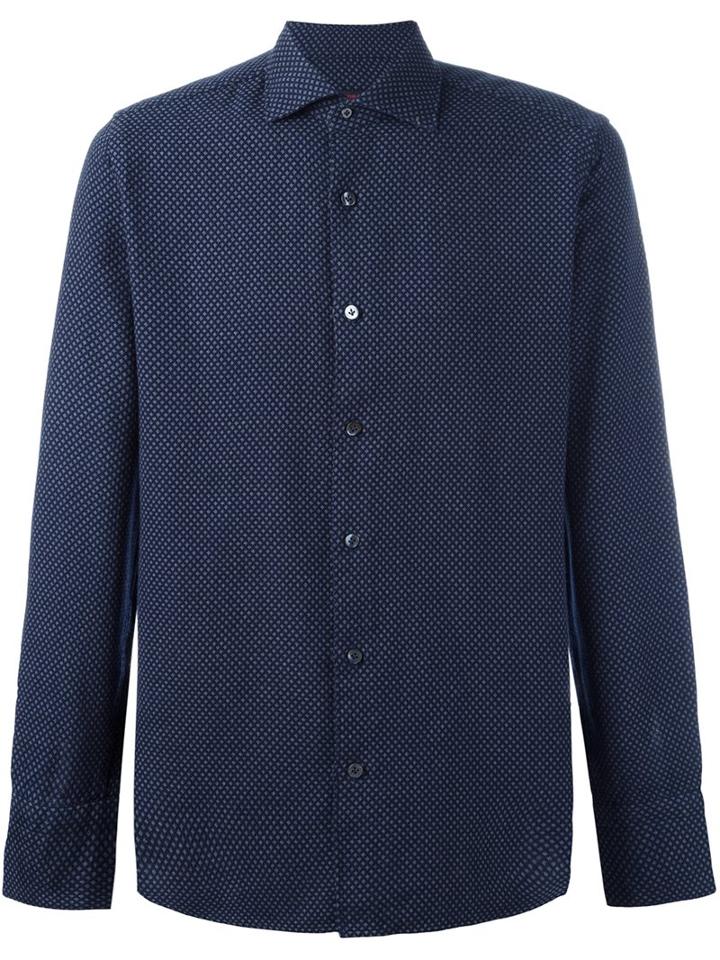 The Gigi 'skate' Patterned Shirt, Men's, Size: 41, Blue, Cotton