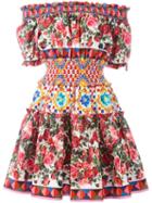 Dolce & Gabbana Mambo Print Peasant Dress, Women's, Size: 38, Cotton