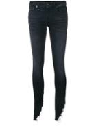 R13 Kate Shredded Hem Skinny Jeans - Black