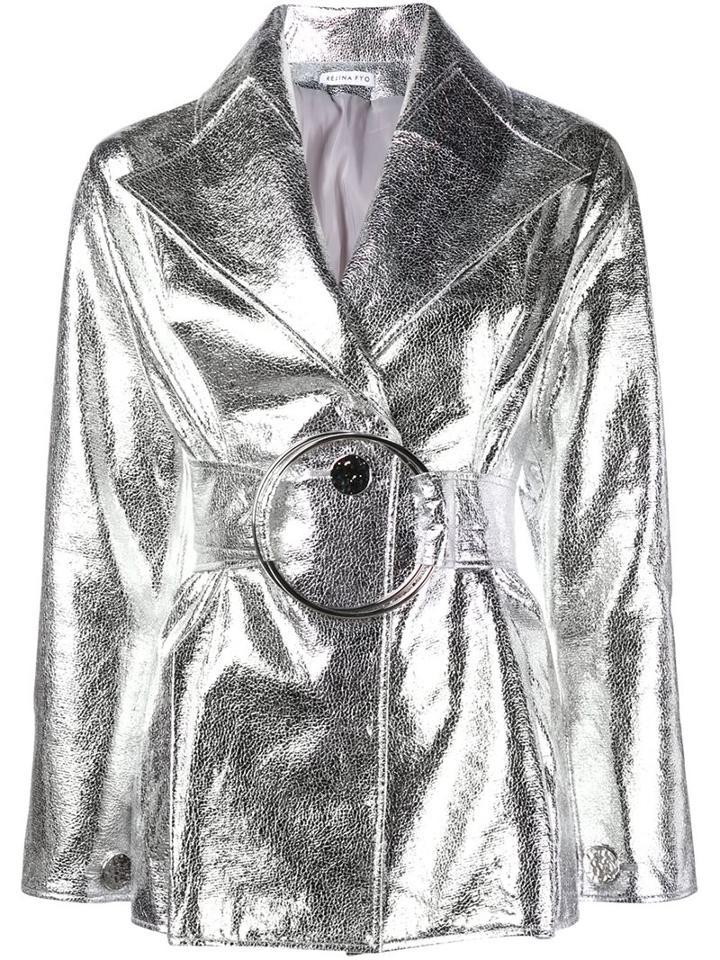 Rejina Pyo Metallic (grey) Jacket, Women's, Size: Medium, Polyester/polyurethane