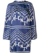 Valentino Logo Pleated Shift Dress - Blue