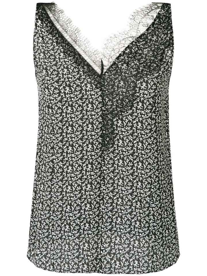 Joseph Lace Trim Floral-print Top - Black