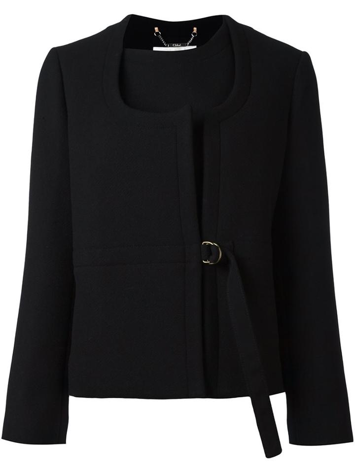 Chloé Asymmetric Neck Jacket, Women's, Size: 38, Black, Polyamide/viscose/virgin Wool