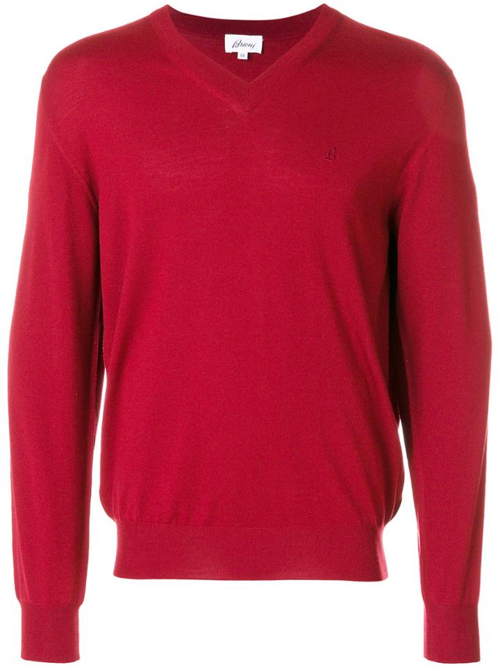 Brioni V-neck Jumper - Red