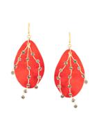 Marni Embellished Drop Earrings - Red