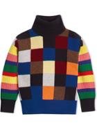 Burberry Kids Patchwork Cashmere Roll-neck Sweater - Blue