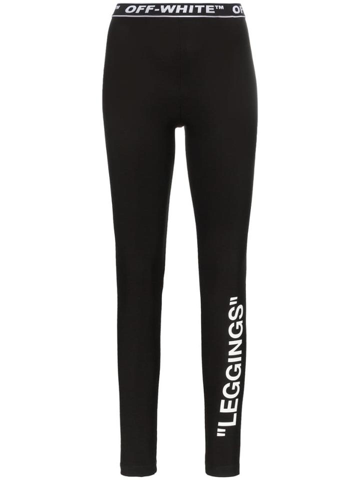 Off-white Logo Wait Printed Leggings - Black