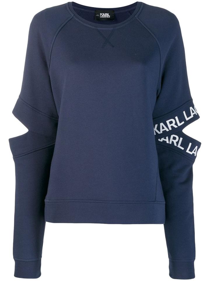Karl Lagerfeld Cut-out Logo Sleeve Sweatshirt - Blue