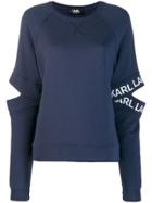 Karl Lagerfeld Cut-out Logo Sleeve Sweatshirt - Blue
