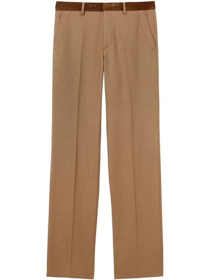 Burberry Wool Flannel Tailored Trousers - Neutrals