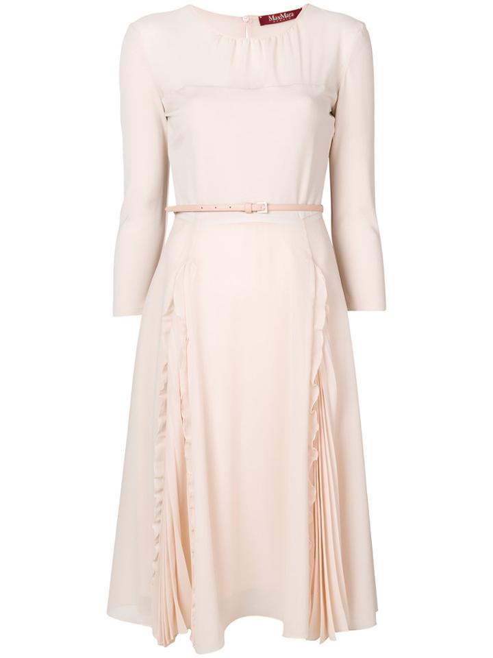 Max Mara Studio Belted Flared Dress - Pink & Purple