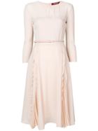 Max Mara Studio Belted Flared Dress - Pink & Purple