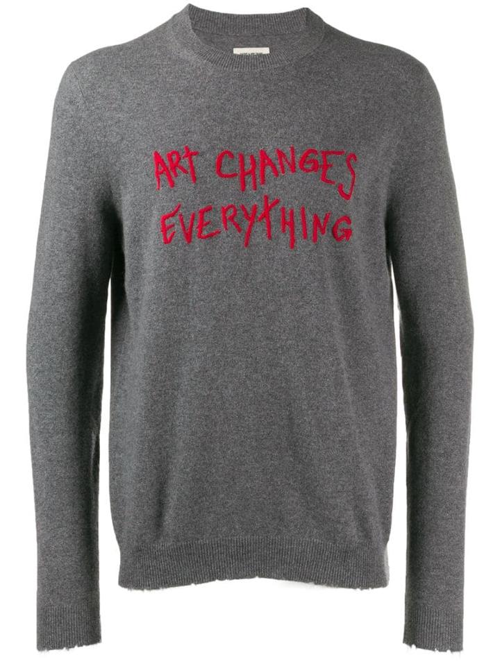 Zadig & Voltaire Art Changes Everything Slim Jumper - Grey