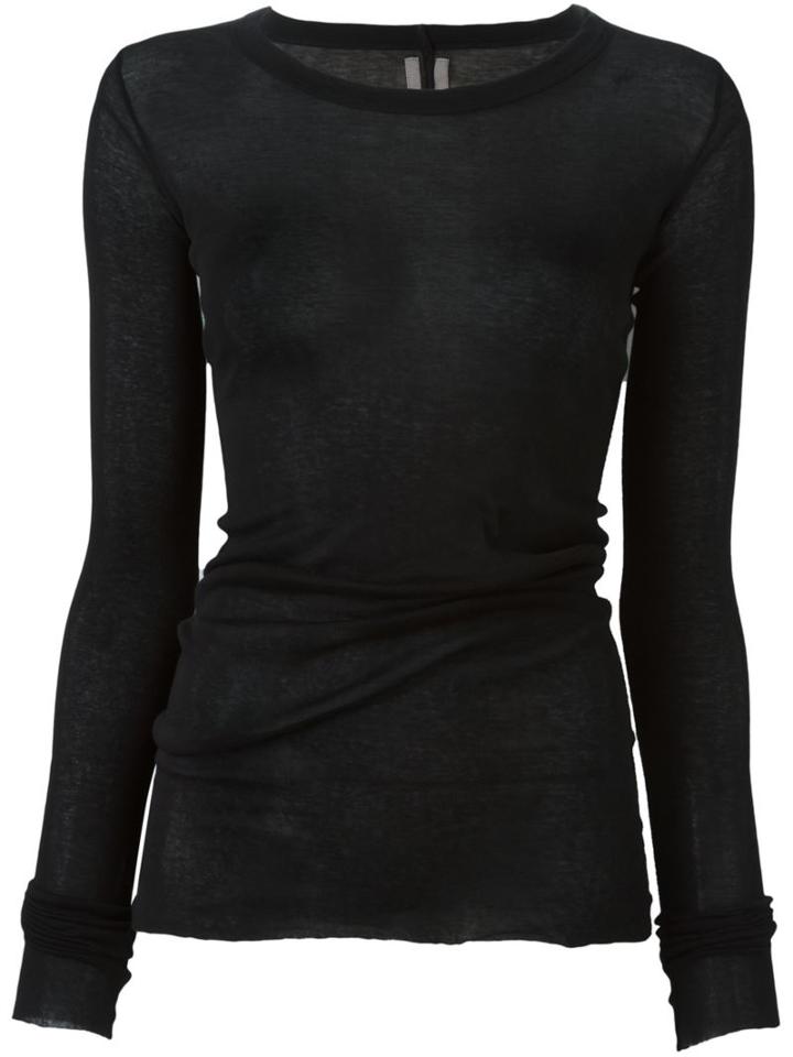 Rick Owens Round Neck Top, Women's, Size: 42, Black, Cotton