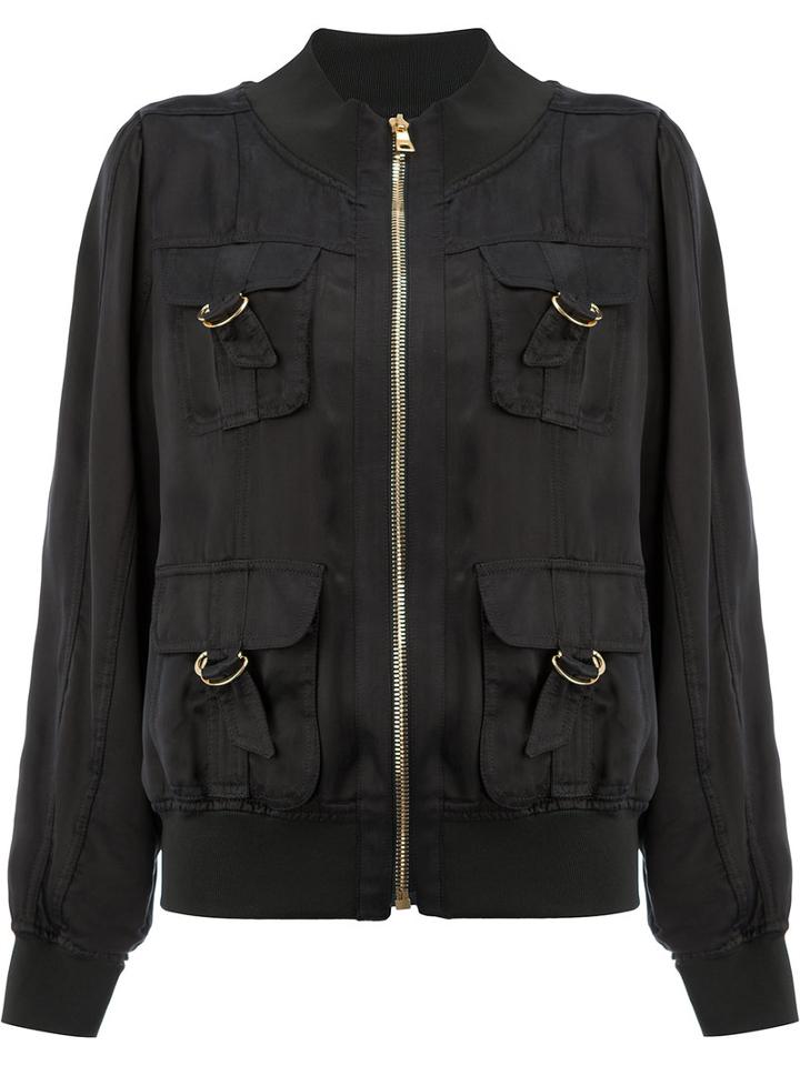 Balmain - D-ring Pocket Bomber Jacket - Women - Polyamide/spandex/elastane/viscose - 36, Women's, Black, Polyamide/spandex/elastane/viscose